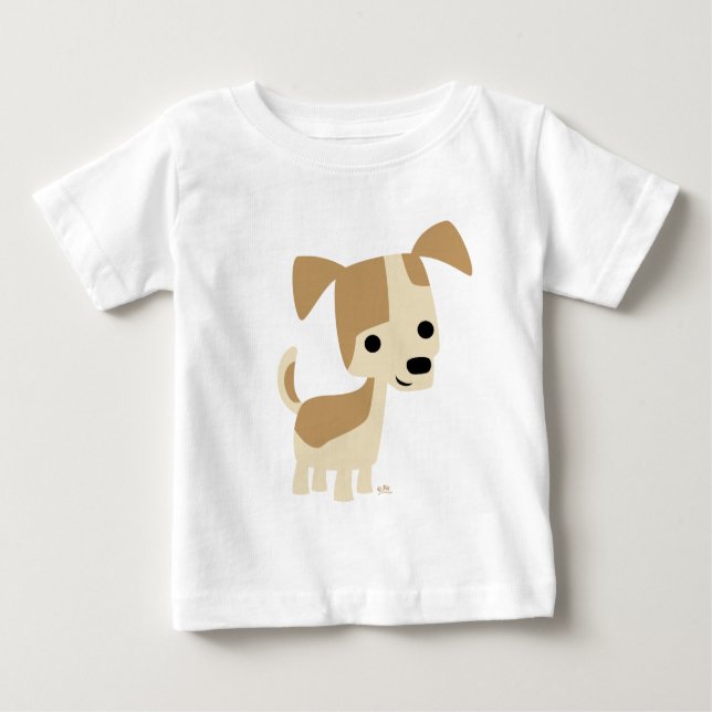 Cute Inquisitive Tecknad hund Baby T-shirt (Framsida)