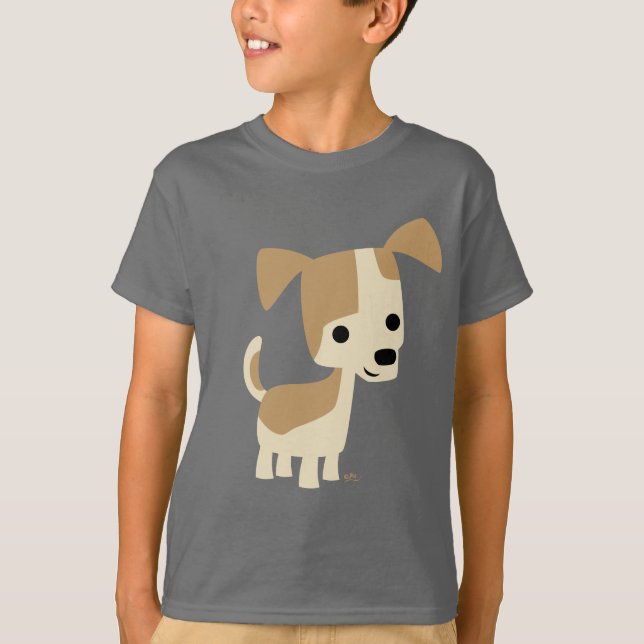 Cute Inquisitive Tecknad hund Children T-shirt (Framsida)