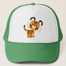 Cute Inquisitive Tecknad Tiger Hat