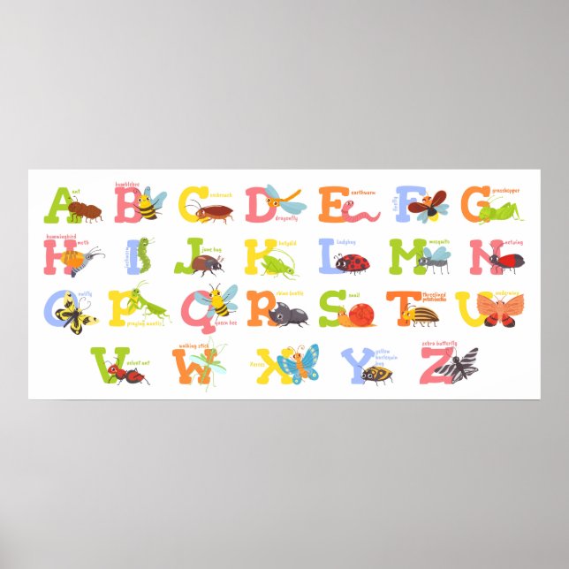 Cute Insekt Alphabet Poster (Framsidan)