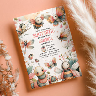 Cute Insekter Bugtastic Festive Barns födelsedag P Inbjudningar