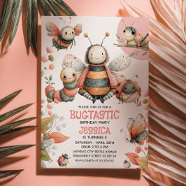 Cute Insekter BUGTASTIC Waterccolor Kids' födelsed Inbjudningar