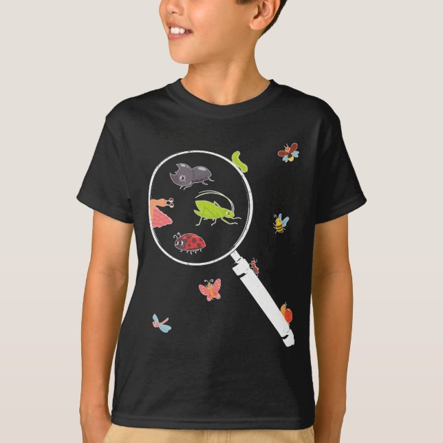 Cute Insekter Magnifier Ladybug Bee Ant Kryp T Shirt (Framsida)