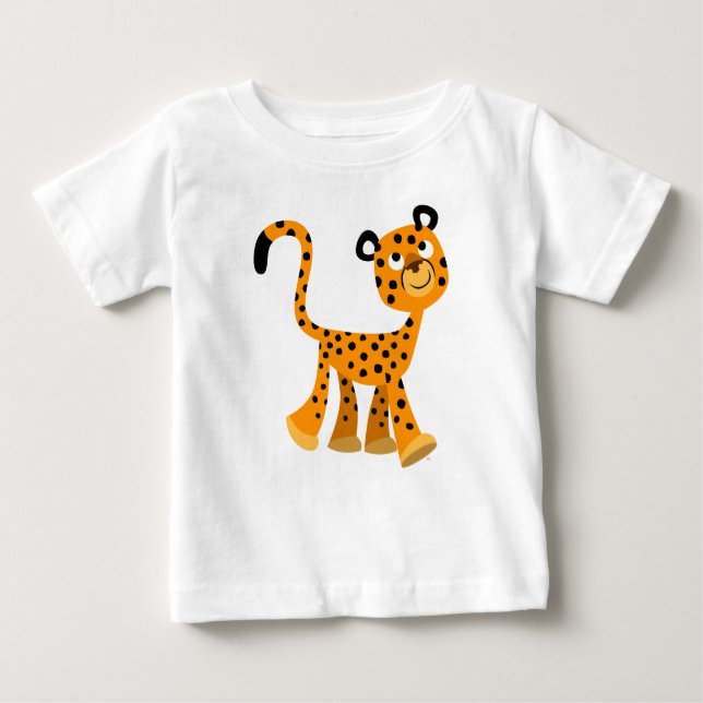 Cute Insouciant Tecknad Cheetah Baby T-Shirt (Framsida)