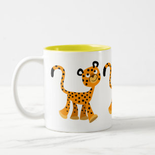 Cute Insouciant Tecknad Cheetah Två-Tonad Mugg