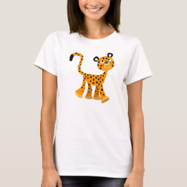 Cute Insouciant Tecknad Cheetah Women T-Shirt