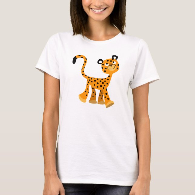 Cute Insouciant Tecknad Cheetah Women T-Shirt (Framsida)