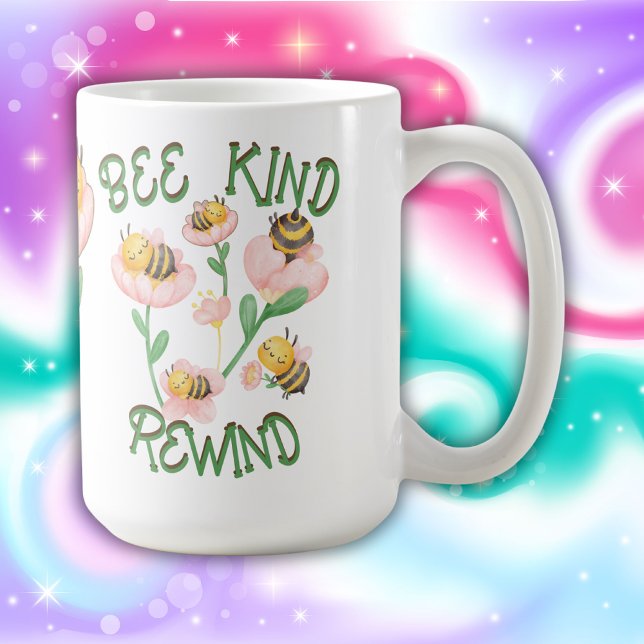 Cute Inspirational Bee Kind - Rewind | Kaffemugg (Skapare uppladdad)