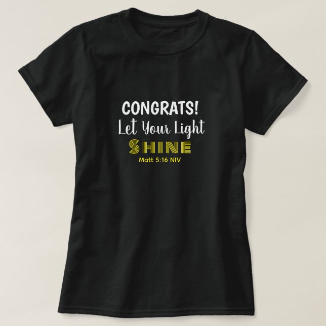 Cute Inspirational Bible Verse Graduation Black T Shirt (Design framsida)
