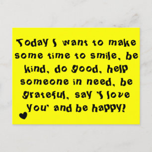 Cute inspirational Quote Print Gult Vykort