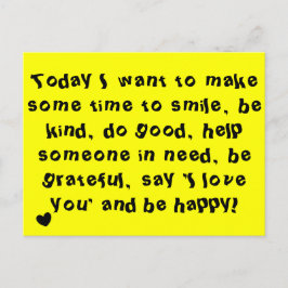 Cute inspirational Quote Print Gult Vykort