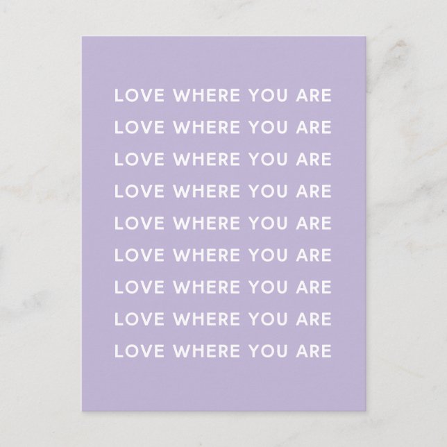 Cute Inspirational Upliiting Ord Typography Lilac Vykort (Framsida)