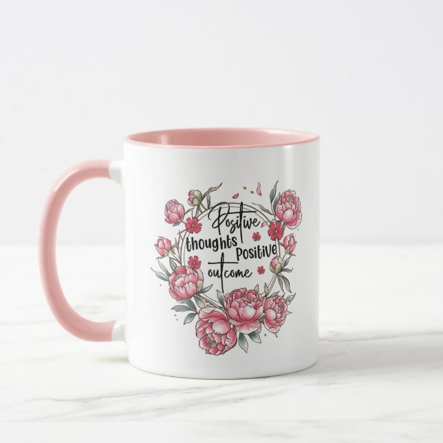 Cute inspirational word art positive thoughts mugg (Vänster)