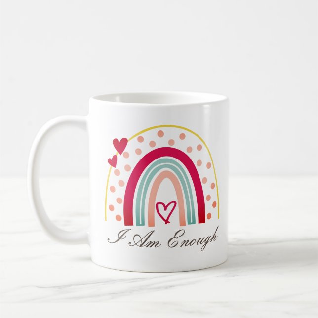 Cute Inspiring, jag är tillräckligt säker Kaffemugg (Vänster)
