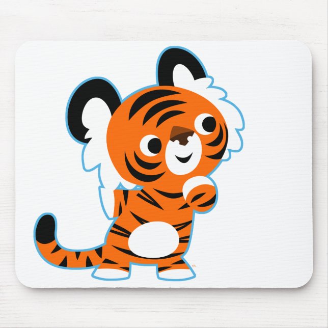 Cute Intersted Tecknad Tiger Mousepad Musmatta (Framsidan)