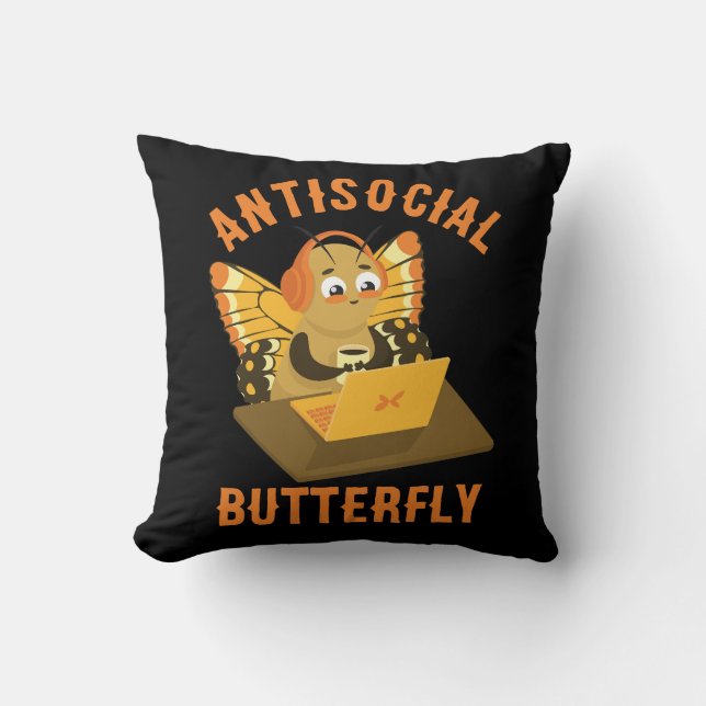 Cute Introvert Aestthetic Antisocial Butterfly Kudde (Framsida)