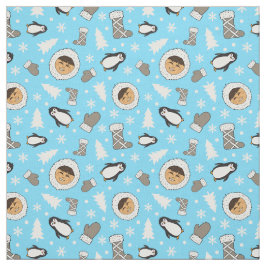 Cute Inuit Alaska Eskimo Barn - jul Skriv ut Tyg