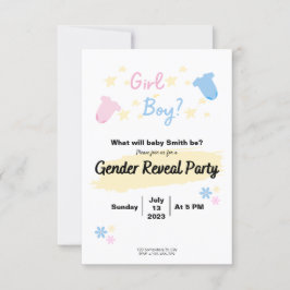 Cute Invitation Gender Reveal Inbjudningar
