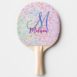 Cute irdescent Djurtryck glitter monogram Pingisracket