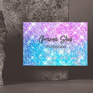Cute iridescent colorent faux glitter monogram lug magnetiska visitkort