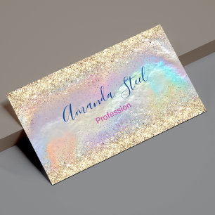 Cute iridescent faux guld glitter magnetiska visitkort