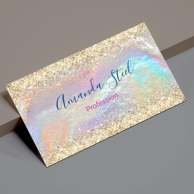 Cute iridescent faux guld glitter magnetiska visitkort (Skapare uppladdad)