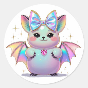 Cute Iridescent Fladdermus Runt Klistermärke