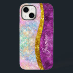 Cute iridescent fuchsia guld faux glitter monogram<br><div class="desc">Söt chic och elegant gigantisk härkomst glitter i enmajsregnbåge, rosa fushia guld färg för att skapa ett sött unikt gigantiskt fodral för att skydda din enhet. Vacker, modern och coola täckning för den trendviga och konsthundande höftledaren. Den här snyggten skulle vara underbar för flickor som har sparka trendig. Visa upp...</div>