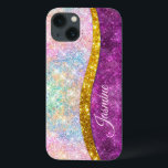 Cute iridescent fuchsia guld faux glitter monogram<br><div class="desc">Söt chic och elegant gigantisk härkomst glitter i enmajsregnbåge, rosa fushia guld färg för att skapa ett sött unikt gigantiskt fodral för att skydda din enhet. Vacker, modern och coola täckning för den trendviga och konsthundande höftledaren. Den här snyggten skulle vara underbar för flickor som har sparka trendig. Visa upp...</div>