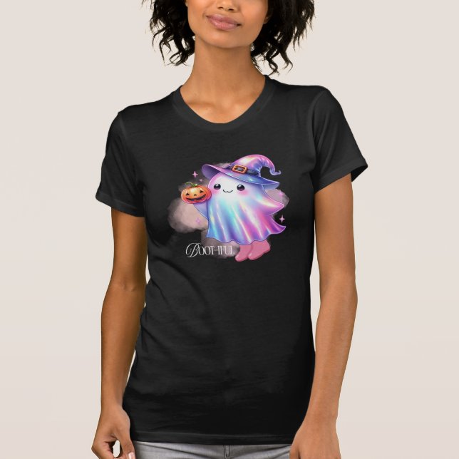 Cute Iridescent Ghost Halloween T-Shirt (Framsida)