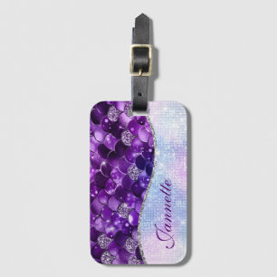 Cute Iridescent Lila Sjöjungfru Faux Glitter Bagagebricka