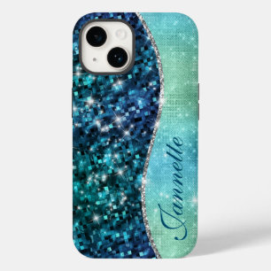 Cute Iridescent Turcos Sjöjungfru Faux Glitter