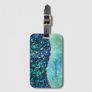 Cute Iridescent Turcos Sjöjungfru Faux Glitter Bagagebricka