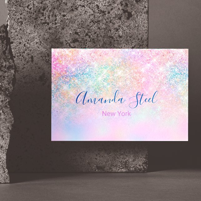 Cute iridescent unicorn ombre glitter magnetiska visitkort (Skapare uppladdad)
