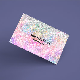 Cute iridescent unicorn rosa glitter magnetiska visitkort