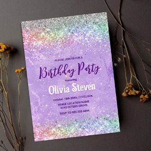 Cute irifallen lilac lila faux glitter inbjudningar