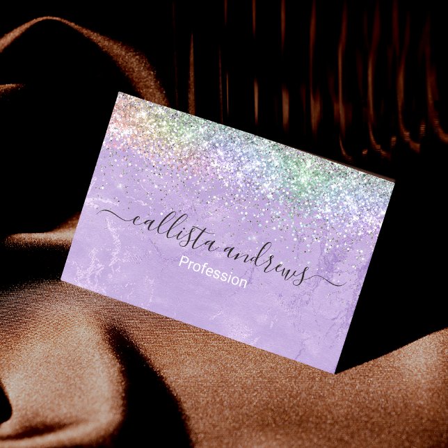 Cute irifallen lilac lila faux glitter magnetiska visitkort (Skapare uppladdad)