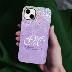 Cute irifallen lilac lila faux glitter monogram