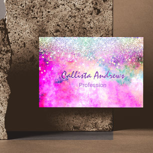 Cute irifallen silver faux glitter magnetiska visitkort