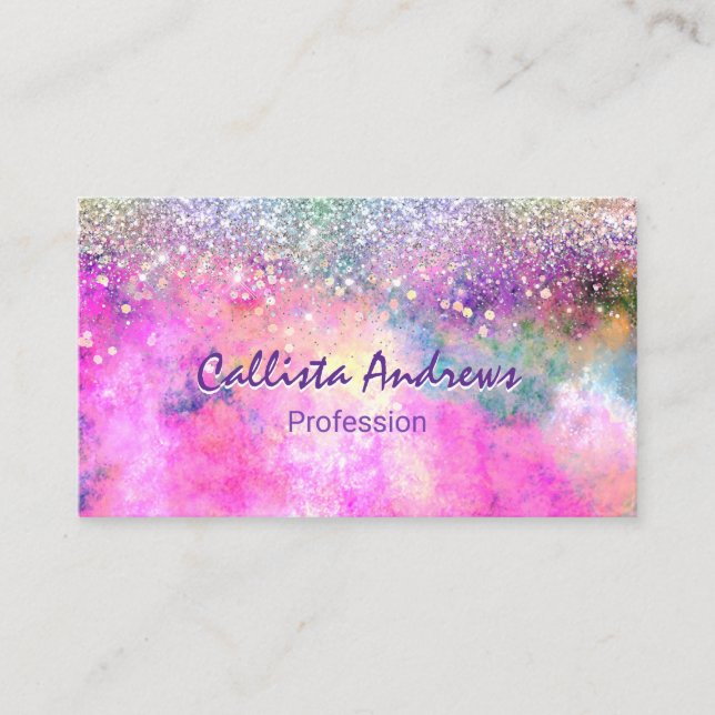 Cute irifallen silver faux glitter tidsbeställning kort (Framsida)