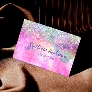 Cute irifallen silver faux glitter visitkort