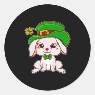 Cute Irish Bunny Dbestämda för St Patrick Day Iris Runt Klistermärke