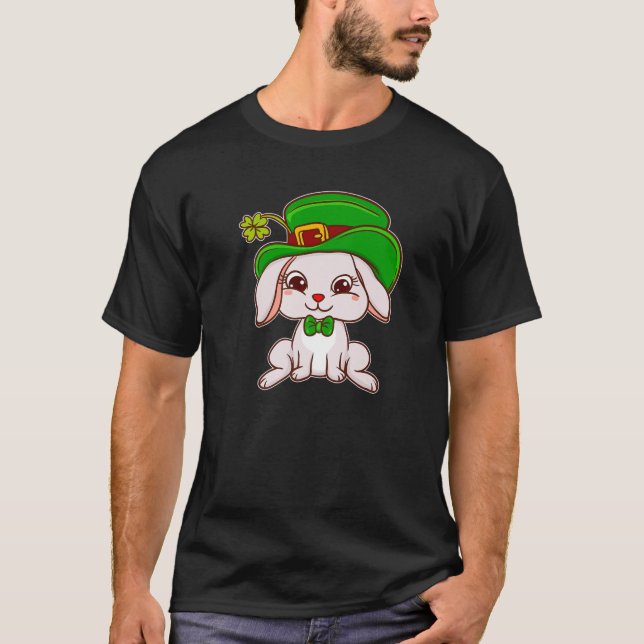 Cute Irish Bunny Rabbit in Bow Tie Funny St Patric T Shirt (Framsida)