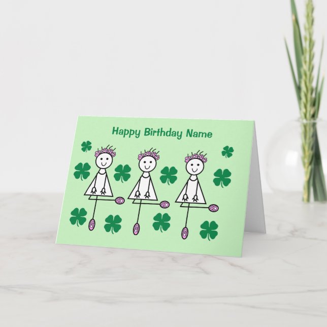 Cute Irish Dancing Girls Birthday Kort (Framsida)