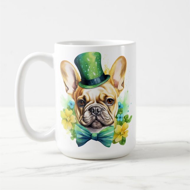 CUTE IRISH DRESSED FRANSK BULLDOG HUND KAFFEMUGG (Vänster)