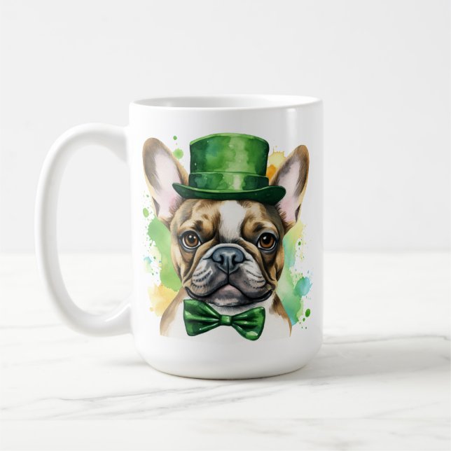 CUTE IRISH DRESSED FRANSK BULLDOG HUND KAFFEMUGG (Vänster)