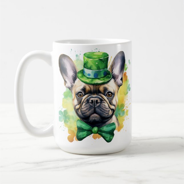 CUTE IRISH DRESSED FRANSK BULLDOG HUND KAFFEMUGG (Vänster)
