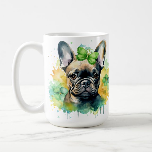 CUTE IRISH DRESSED FRANSK BULLDOG HUND KAFFEMUGG (Vänster)