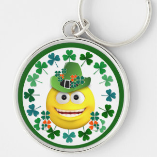 Cute Irish Emoji with Shamrock Nyckelring
