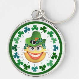 Cute Irish Emoji with Shamrock Nyckelring